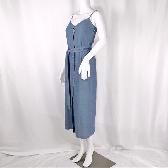LACAUSA xAnthropologie Chambay Spaghetti Strap Belted Button Down Dress SzXS NWT - Picture 2 of 16